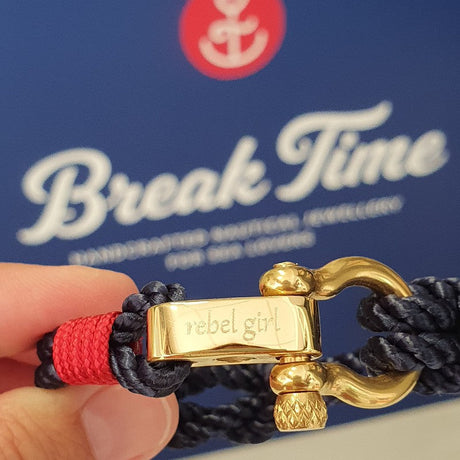 WAVES 4mm Nautical Clasp Bracelet Navy Blue Red White