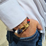 WAVES 4mm Nautical Clasp Bracelet Navy Blue Red White