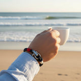 WAVES 4mm Nautical Clasp Bracelet Navy Blue Red White