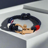 WAVES 4mm Nautical Clasp Bracelet Navy Blue Red White