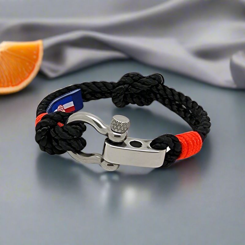 WAVES Soft Rope Bracelet Black Neon Orange