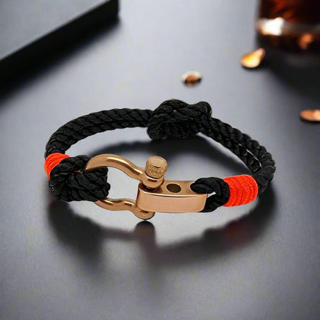 WAVES Soft Rope Bracelet Black Neon Orange