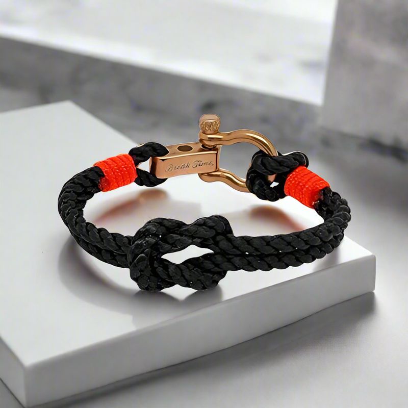 WAVES Soft Rope Bracelet Black Neon Orange