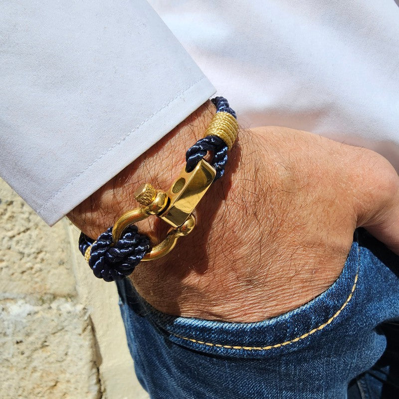 WAVES Soft Rope Bracelet Navy Blue Gold