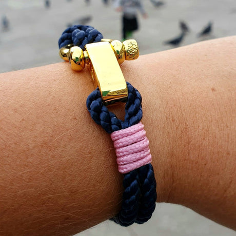 WAVES Soft Rope Bracelet Navy Blue Lavender Pink