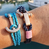 WAVES Soft Rope Bracelet Navy Blue Lavender Pink