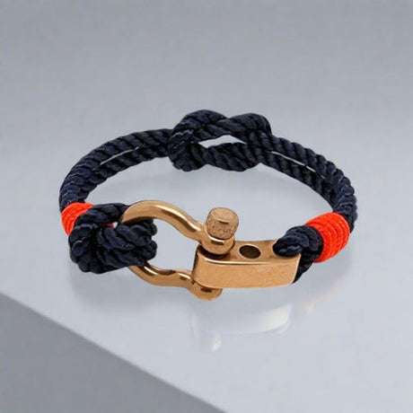 WAVES Soft Rope Bracelet Navy Blue Neon Orange