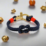 WAVES Soft Rope Bracelet Navy Blue Neon Orange