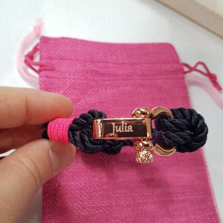 WAVES Soft Rope Bracelet Navy Blue Neon Pink