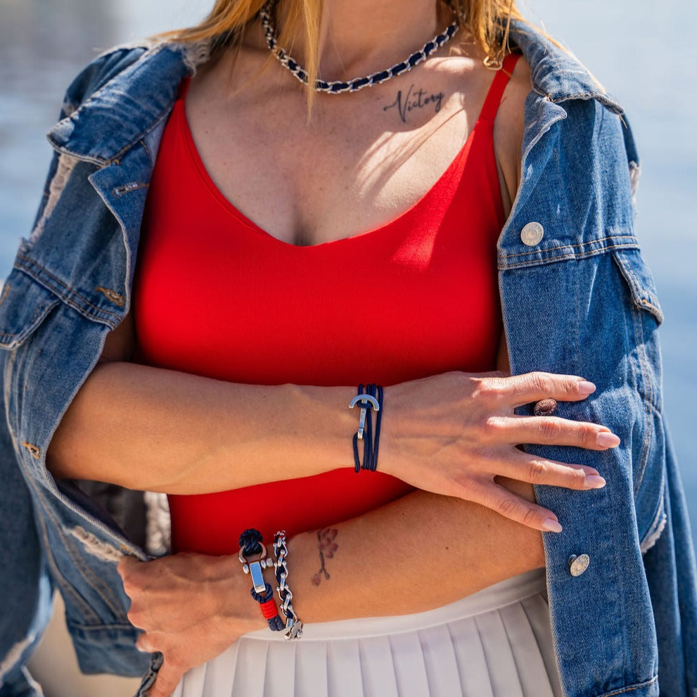 WAVES Soft Rope Bracelet Navy Blue Red