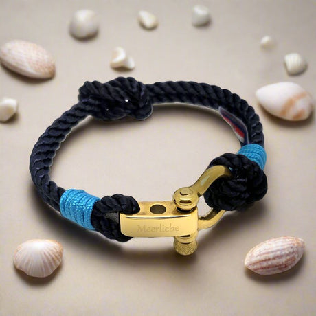 WAVES Soft Rope Bracelet Navy Blue Turquoise