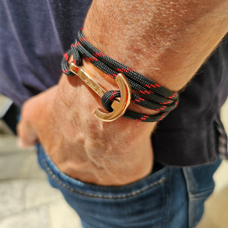 YACHT CLUB big anchor bracelet black red