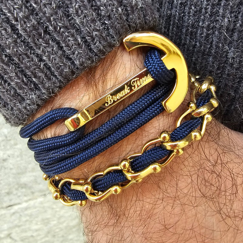 YACHT CLUB big anchor bracelet navy blue