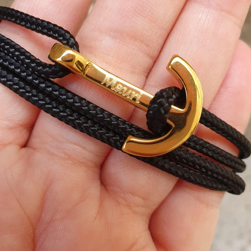 YACHT CLUB medium anchor bracelet black
