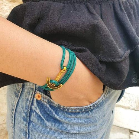 YACHT CLUB medium anchor bracelet blue vert