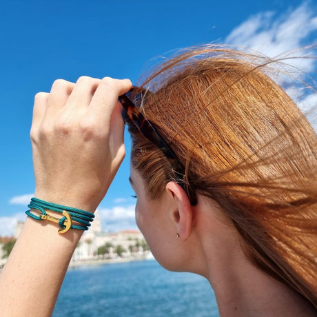 YACHT CLUB medium anchor bracelet blue vert