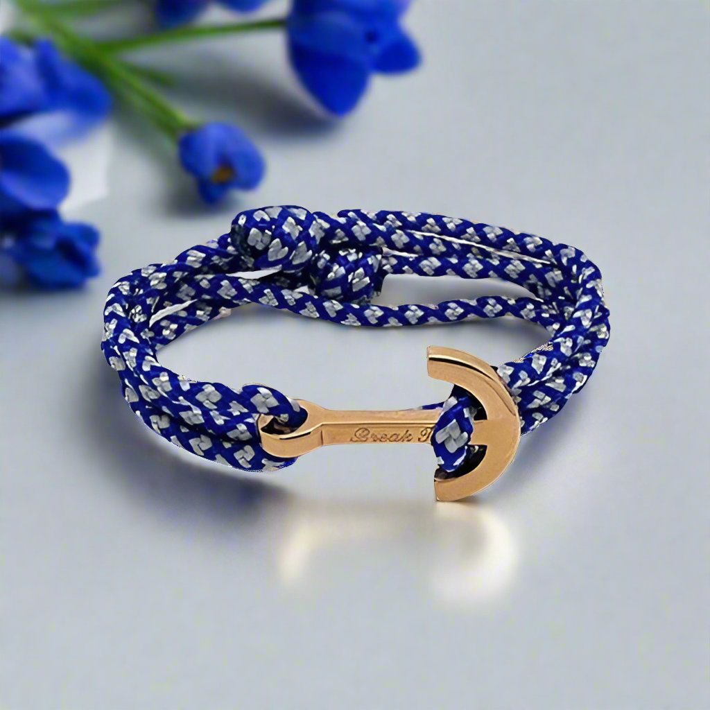 YACHT CLUB medium anchor bracelet electric blue white