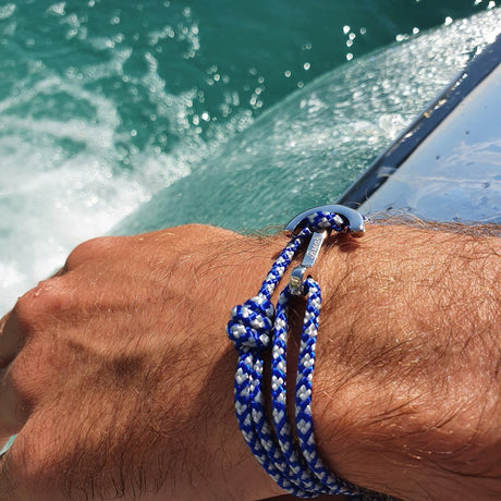 YACHT CLUB medium anchor bracelet electric blue white