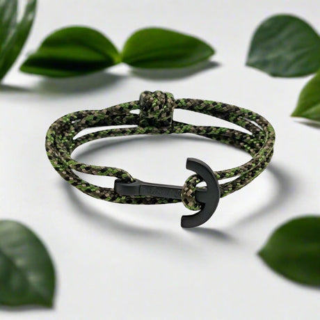 YACHT CLUB medium anchor bracelet green camo