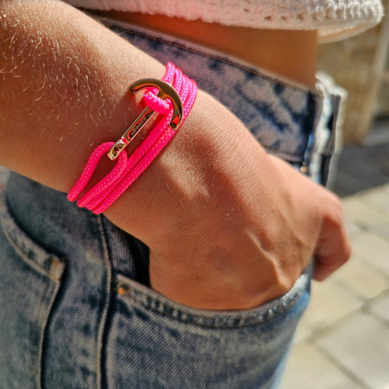 YACHT CLUB medium anchor bracelet neon pink