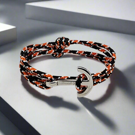 YACHT CLUB medium anchor bracelet orange black