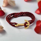 YACHT CLUB medium anchor bracelet red black