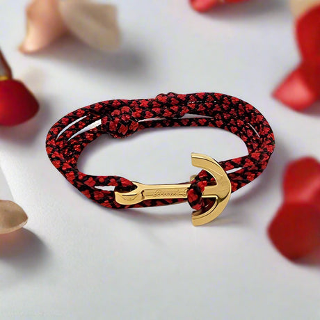 YACHT CLUB medium anchor bracelet red black