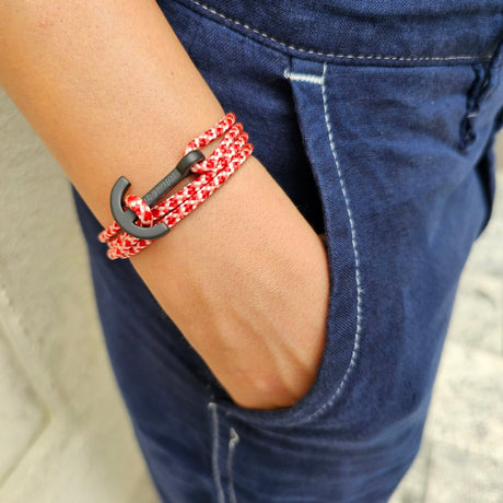 YACHT CLUB medium anchor bracelet red white