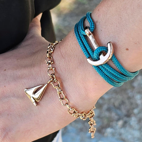 YACHT CLUB medium anchor bracelet teal