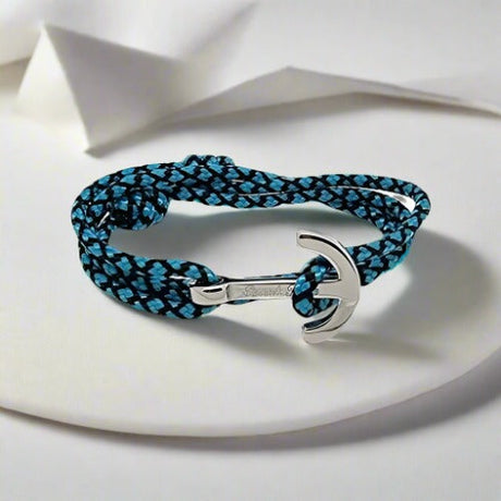 YACHT CLUB medium anchor bracelet turquoise black