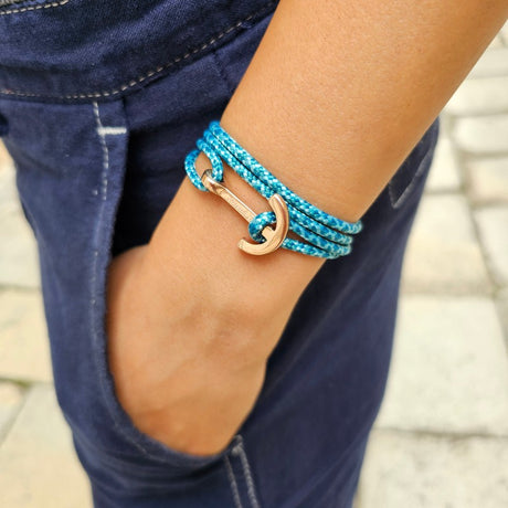 YACHT CLUB medium anchor bracelet turquoise blue