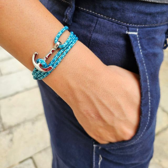 YACHT CLUB medium anchor bracelet turquoise blue