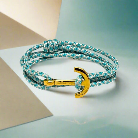 YACHT CLUB medium anchor bracelet turquoise cream