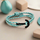 YACHT CLUB medium anchor bracelet turquoise cream