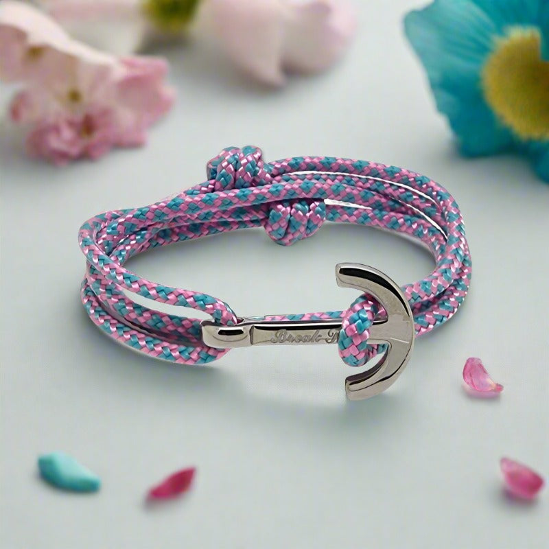 YACHT CLUB medium anchor bracelet turquoise pink