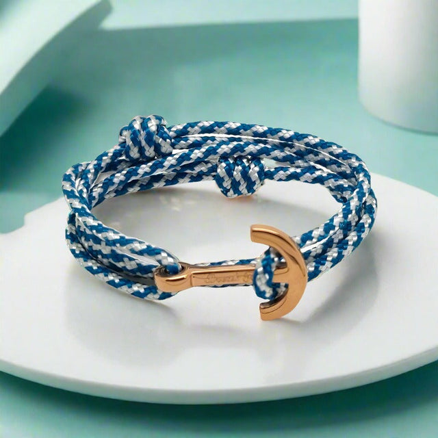 YACHT CLUB medium anchor bracelet turquoise white