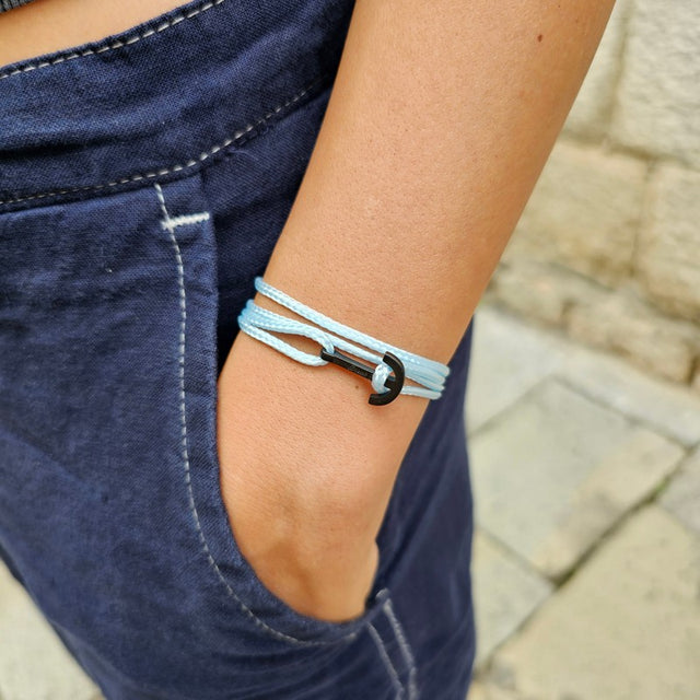 YACHT CLUB mini anchor bracelet baby blue