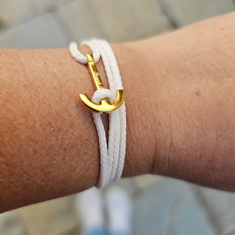 YACHT CLUB mini anchor bracelet cream