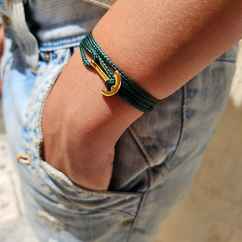 YACHT CLUB mini anchor bracelet dark green