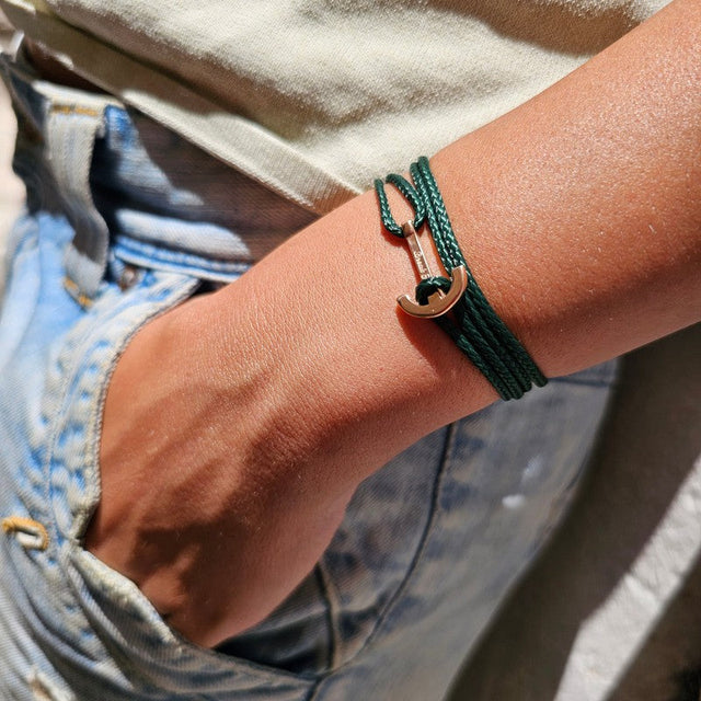 YACHT CLUB mini anchor bracelet dark green