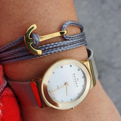 YACHT CLUB mini anchor bracelet dark grey