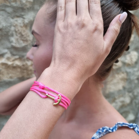 YACHT CLUB mini anchor bracelet neon pink