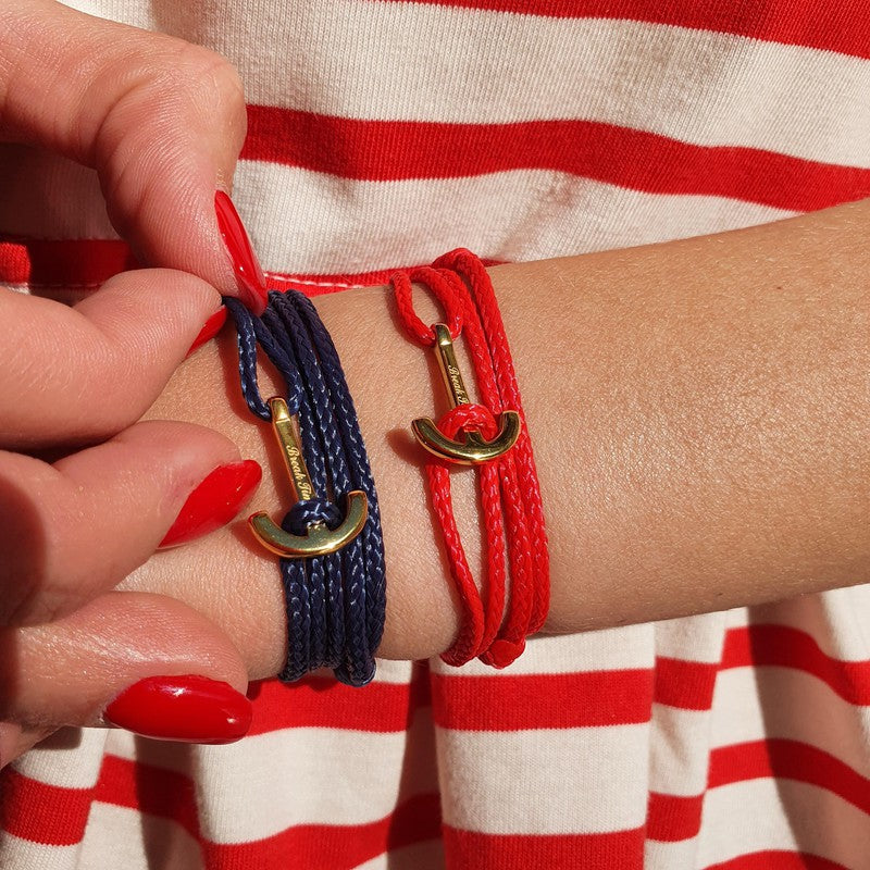 YACHT CLUB mini anchor bracelet red