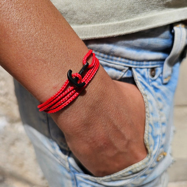 YACHT CLUB mini anchor bracelet red