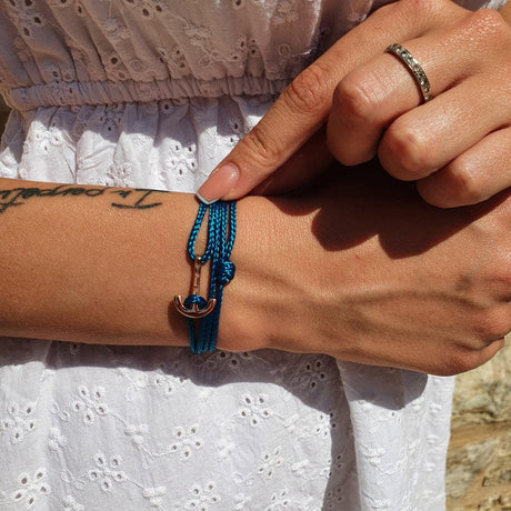 YACHT CLUB mini anchor bracelet teal