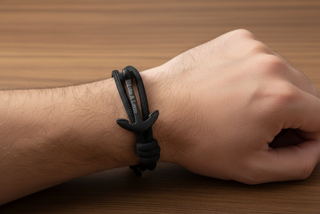 YACHT CREW großes Ankerarmband schwarz