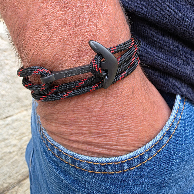 YACHT CREW big anchor bracelet black red