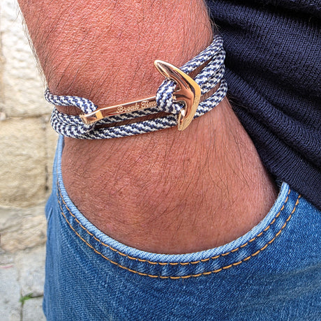 YACHT CREW big anchor bracelet navy blue mix