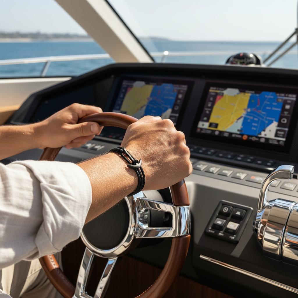 YACHT CREW medium anchor bracelet black