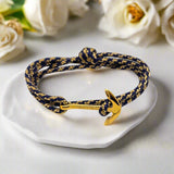 YACHT CREW medium anchor bracelet navy blue gold